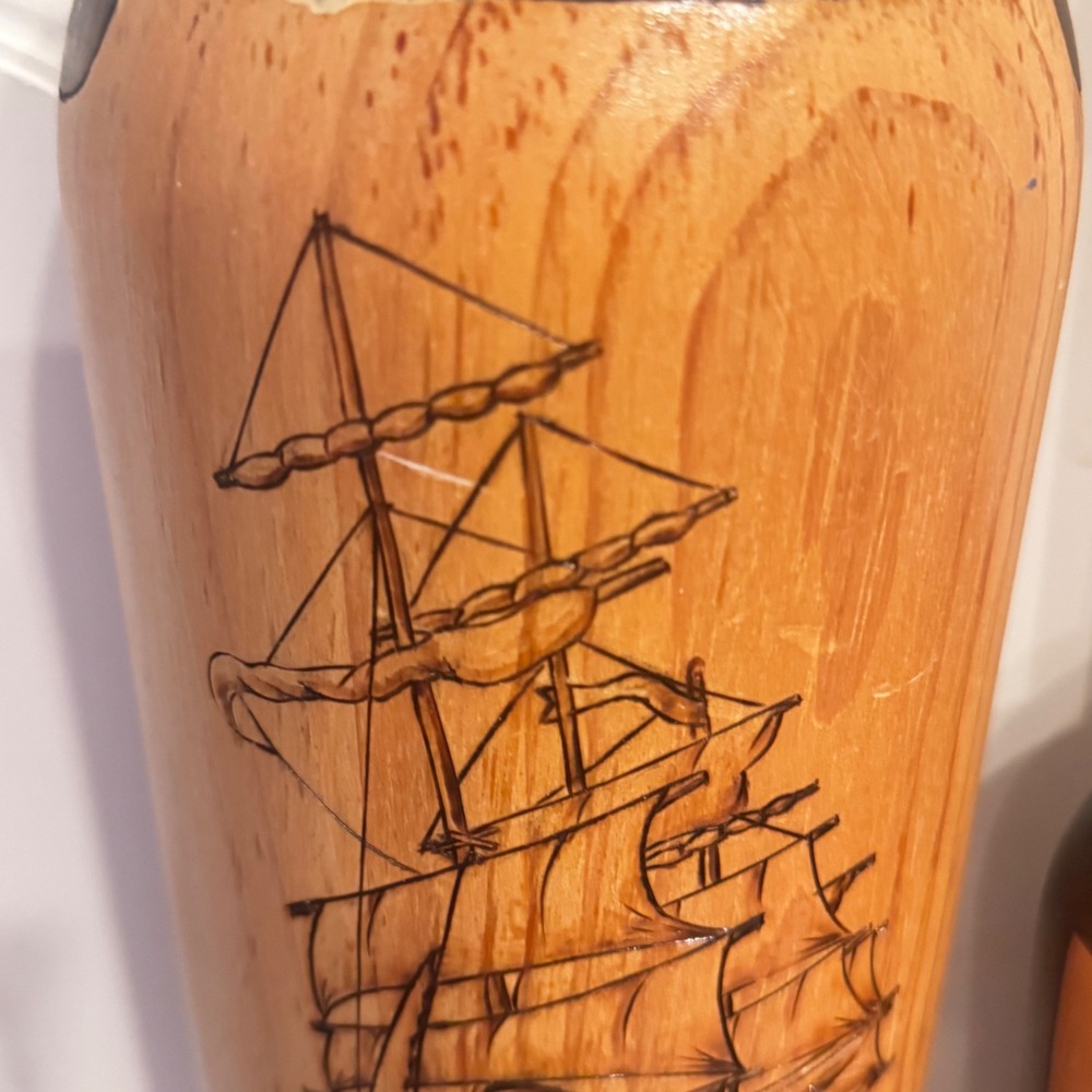 Vintage Hand Made Nautical Wood Buoy Decor Set Lighthouse Sailboat Maritime Art - Picture 8 of 10